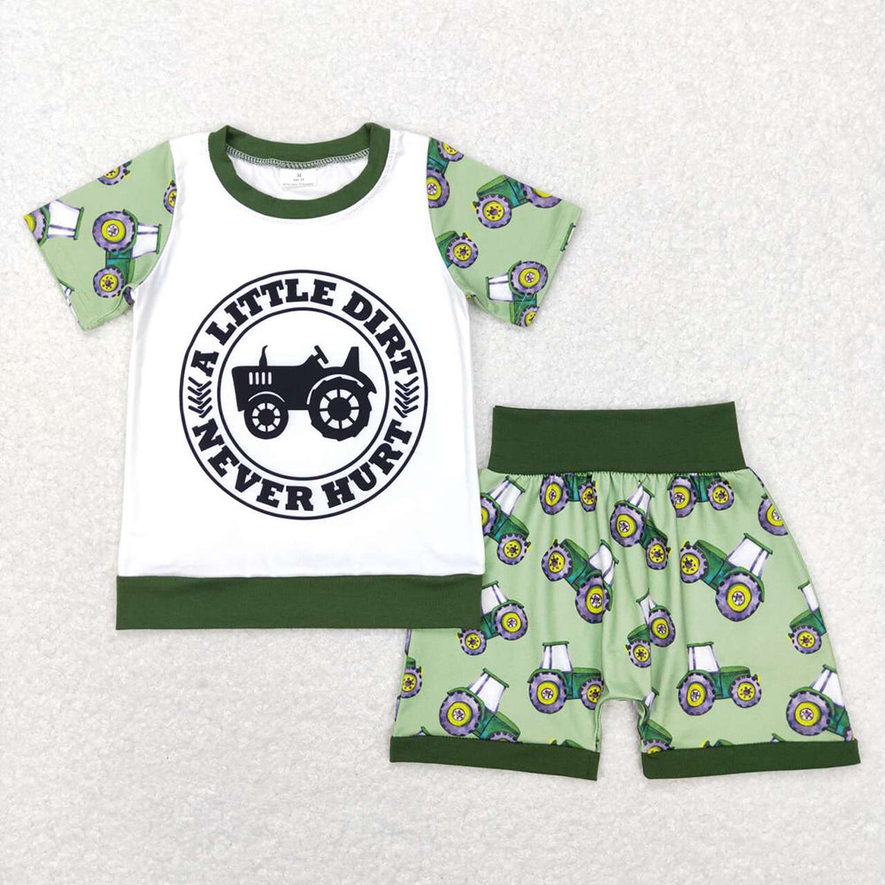 Baby Boys Tractors Farm Shirt Summer Shorts Clothes Sets