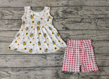 Load image into Gallery viewer, Baby Girls Bee Spring Tunic Top Checkered Shorts Clothes Sets

