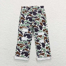 Load image into Gallery viewer, Baby Boys Green Camo Distressed Denim Pants
