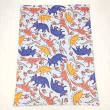 Load image into Gallery viewer, Baby Boys Navy Orange Dinosaurs Minky Blankets
