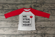 Load image into Gallery viewer, Baby Boys Valentines Long Sleeve Red Hearts Raglan Shirts Tops
