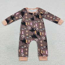 Load image into Gallery viewer, Baby Boys Girls Infant Western Boots Zip Rompers
