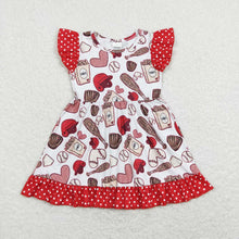 Load image into Gallery viewer, Baby Girls Baseball Flutter Sleeve Ruffle Knee Length Dresses
