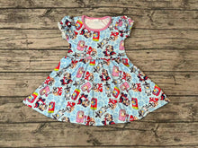 Load image into Gallery viewer, Baby Girls Blue Dogs Short Sleeve Knee Length Dresses
