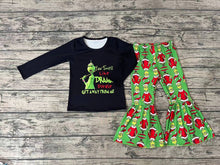 Load image into Gallery viewer, Baby Girls Black Green Frog Top Shirt Bell Christmas Pants Clothing Sets
