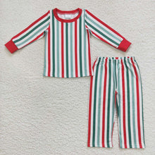 Load image into Gallery viewer, Baby Boys Christmas Stripes Long Sleeve Top Pants Pajamas Sets
