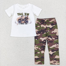 Load image into Gallery viewer, Baby Boys Tractor White Tee Shirt Top Camo Pants Clothes Sets

