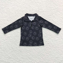 Load image into Gallery viewer, Baby Boys Black Smile Long Sleeve Zip Pullovers Tops
