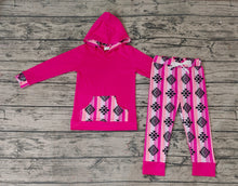 Load image into Gallery viewer, Baby Girls Aztec Hotpink Long Sleeve Hooded Top Pants Clothing Sets
