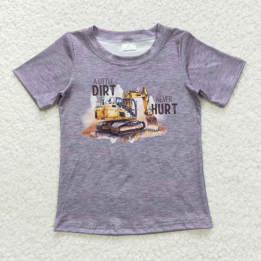 Baby Boys Excavator Grey Top Tee Shirts