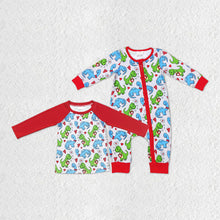 Load image into Gallery viewer, Baby Boys Valentines Long Sleeve Dinosaurs Hearts Brother Sister Designs
