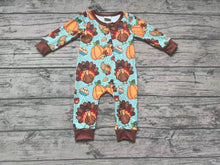 Load image into Gallery viewer, Baby Boys Thanksgiving Turkey Zip Long Sleeve Rompers
