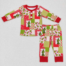 Load image into Gallery viewer, Baby Boys Christmas Green Red Tops Pants Pajamas Clothes Sets
