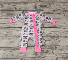 Load image into Gallery viewer, Baby Farm Girl Tractor Zip Long Sleeve Rompers
