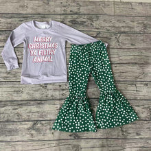 Load image into Gallery viewer, Merry Christmas green dots pants sets(can choose bow here)
