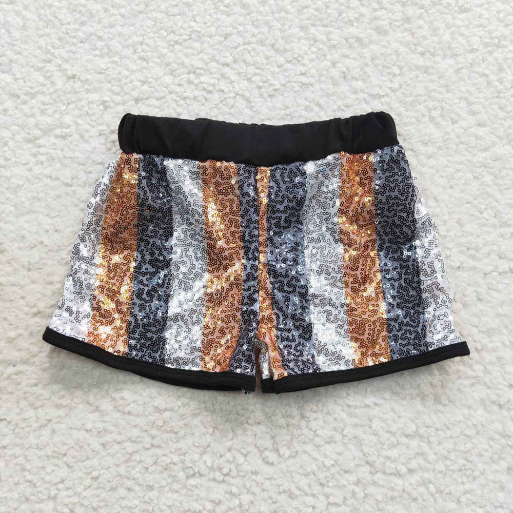 Baby Girls Black Gold Sequin Shorts