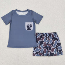 Load image into Gallery viewer, Baby Boys Camo Dog Pocket Shirt Shorts Clothes Sets
