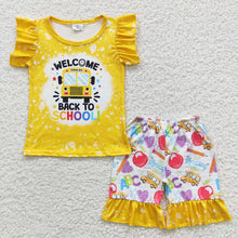 Load image into Gallery viewer, Baby Girls Back To School Ruffle Shorts Sets
