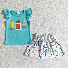 Load image into Gallery viewer, Baby girls back to school skirts sets
