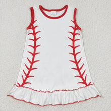 Load image into Gallery viewer, Baby Girls Baseball Sleeveless Knee Length Dresses
