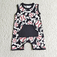 Load image into Gallery viewer, Baby boys summer baseball rompers
