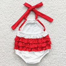 Load image into Gallery viewer, Baby Girls Baseball Halter Summer Bubble Rompers
