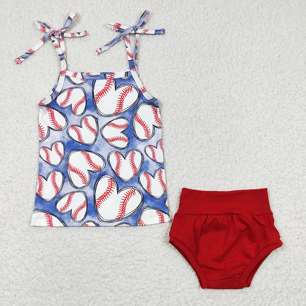 Baby Girls Baseball Top Red Bummie Clothes Sets