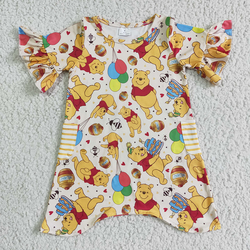 Baby girls bear cartoon dresses