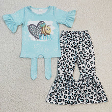 Load image into Gallery viewer, Baby Girls Bee Kind Heart Leopard Pants clothes sets
