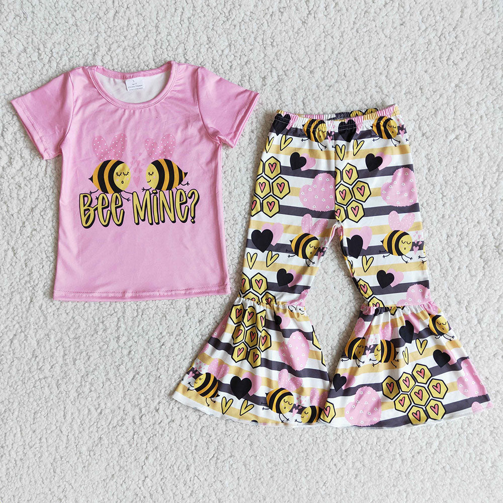 Baby girls valentines honey bee bell sets
