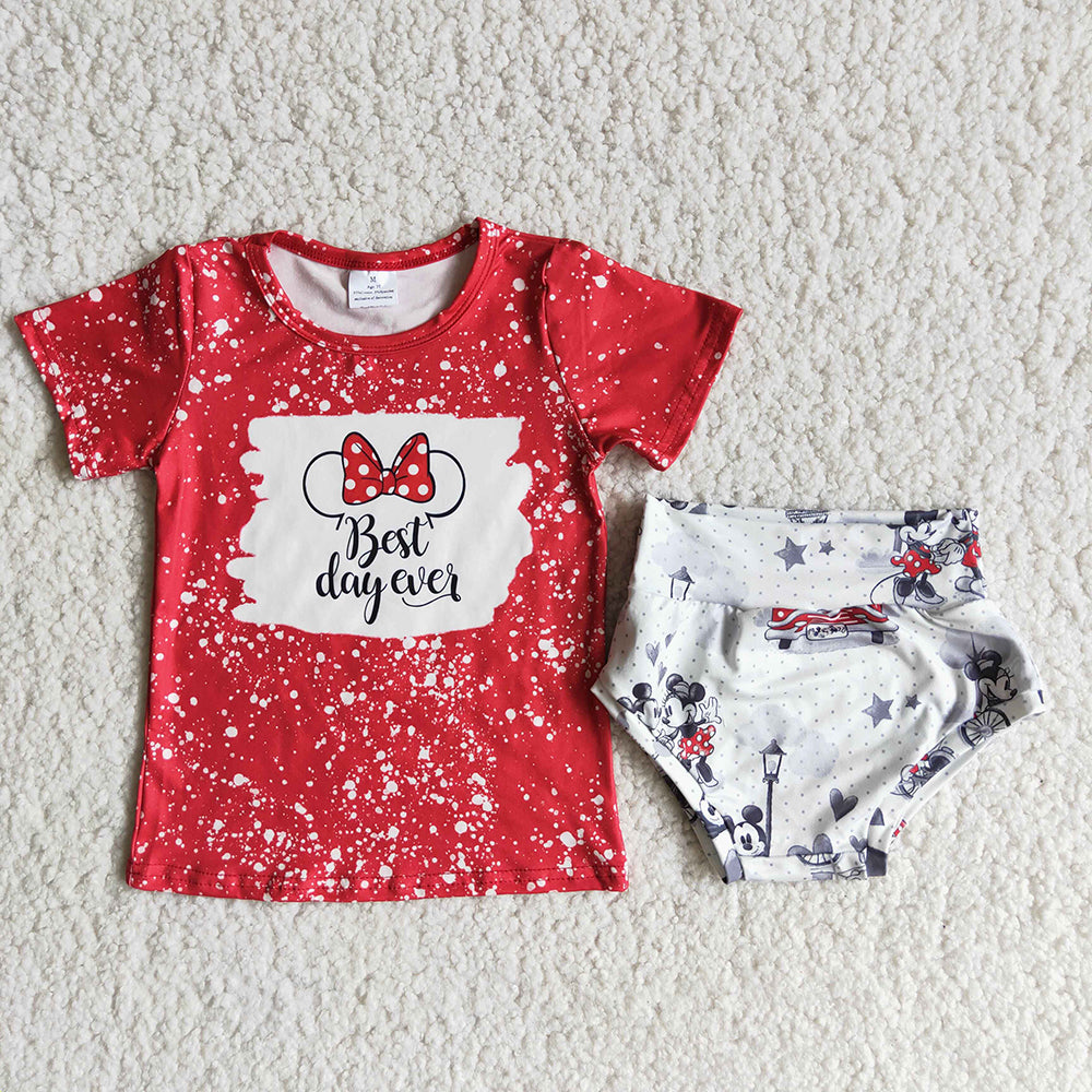 Red bleach Mickey Size bummie set