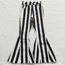 Load image into Gallery viewer, Adult Women Black Stripes Denim Bell Pants Jeans
