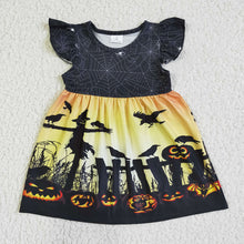 Load image into Gallery viewer, Baby girls Halloween pumpkin black pearl dresses
