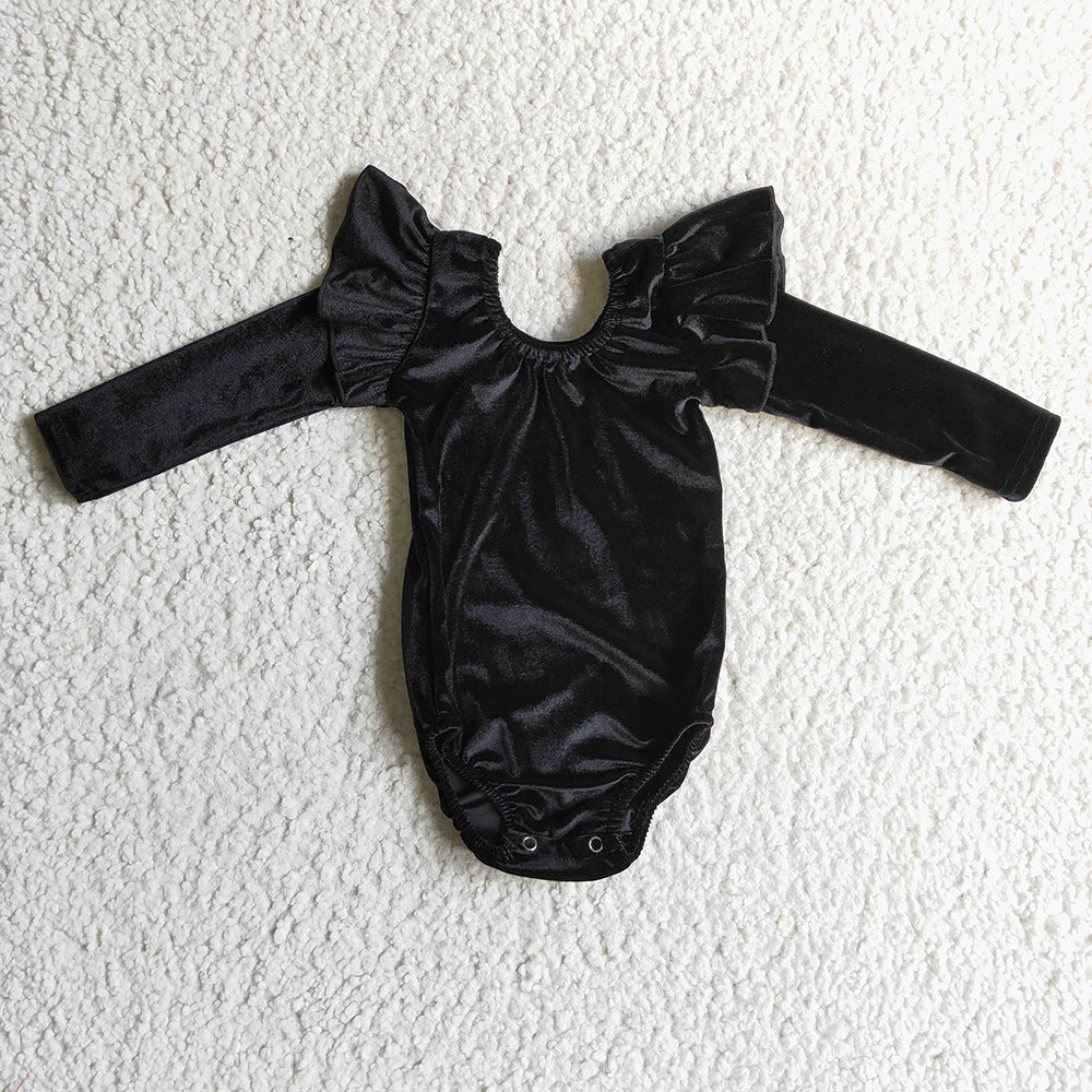Baby girls Black Velvet Long Sleeve Leotards Rompers