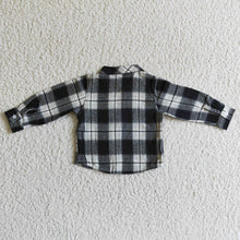 Load image into Gallery viewer, Baby kids black plaid pocket shirts
