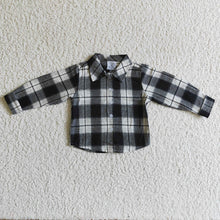 Load image into Gallery viewer, Baby kids black plaid pocket shirts
