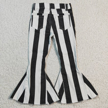 Load image into Gallery viewer, Baby Girls black white stripe denim pants jeans
