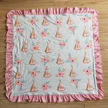 Load image into Gallery viewer, Baby girls temple flower ruffle western blankets
