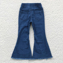 Load image into Gallery viewer, Baby Girls Blue Bleached Denim Bell Pants

