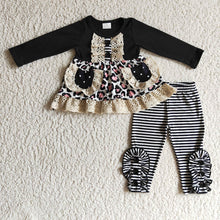 Load image into Gallery viewer, Baby girls Fall lace leopard pants clothes sets
