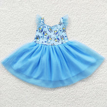Load image into Gallery viewer, Baby Girls Blue Dog Tutu Knee Length Dresses
