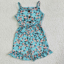 Load image into Gallery viewer, Baby girls blue floral summer strap Jumpsuits

