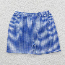 Load image into Gallery viewer, Baby Boys Blue Plaid Seersucker Fabric Shorts

