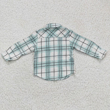Load image into Gallery viewer, Baby Boys Blue Plaid Long Sleeve button ups shirts tops

