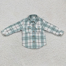 Load image into Gallery viewer, Baby Boys Blue Plaid Long Sleeve button ups shirts tops
