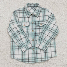 Load image into Gallery viewer, Baby Boys Blue Plaid Long Sleeve button ups shirts tops
