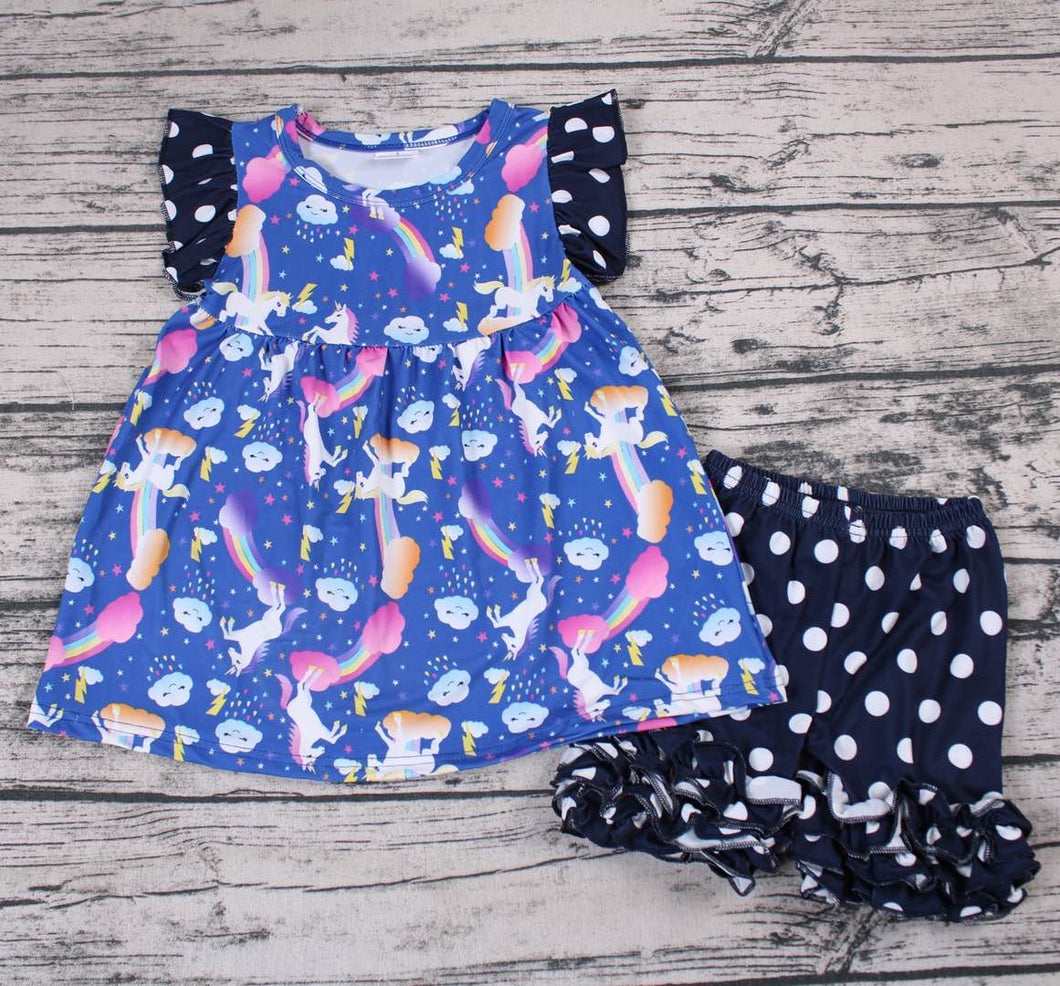 Unicorn ruffles shorts set