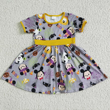 Load image into Gallery viewer, Baby girls Halloween waist cartoon knee length dresses
