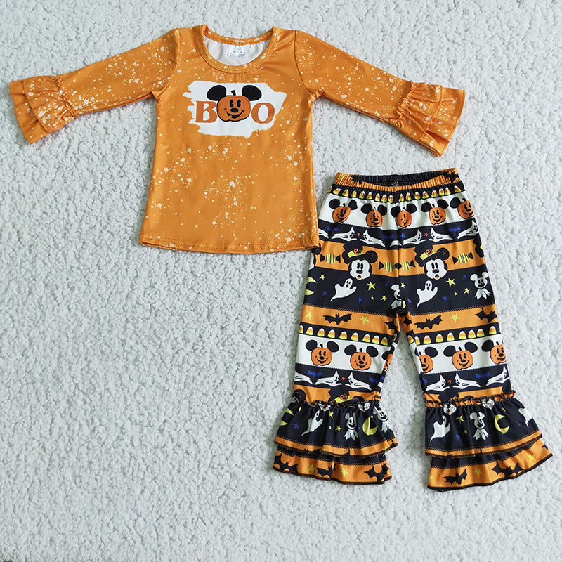 Halloween boo ruffle pants sets