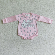 Load image into Gallery viewer, Baby girls boo Halloween pink rompers
